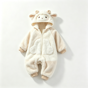 Combinaison bébé en polaire personnalisée avec capuche, costume de mouton pour nouveau-né, combinaison en peluche douce, combinaison de neige pour bébé - Product Image 2