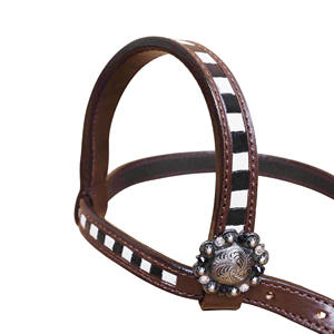 Western Horse Headstall Tack Set Checker Finish Line & Flower Carving Leather Headstall and Breast Collar Fabricant Exportateur - Product Image 4