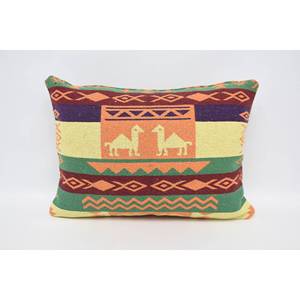 Oreiller en laine géométrique floral vintage orange 20x28 pouces Style traditionnel BoHo forme carrée lavable pour un usage domestique - Product Image 1