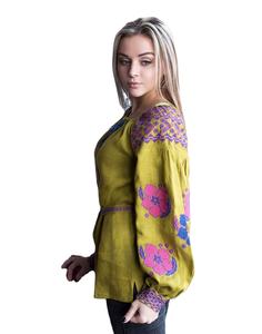 Blusa de algodón con manga de globo bordada para mujer, blusa Sexy de estilo ucraniano para fiesta - Product Image 1