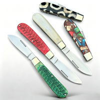 Couteau pliant de style vintage avec manche en os naturel, coquille et bois de cerf, idéal pour le camping en plein air, la survie et l'EDC.