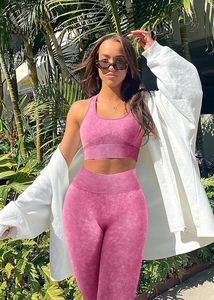 Conjunto Deportivo de Moda al por Mayor para Mujer: Sujetador de Yoga Sin Costuras y Pantalones Sólidos, Ropa Deportiva Activa con Cintura Alta Elástica y Transpirable - Product Image 4
