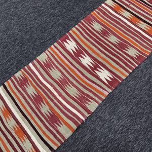 Tapis turc vintage 2,7x11,4 pi (83x346 cm), tapis Herki orange à rayures arc-en-ciel - Product Image 2