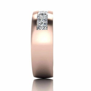 Classic Princess Cut Diamond Rose Gold Plated 925 Sterling <b>Silver</b> Channel Set <b>Wedding</b> Band <b>Ring</b> For <b>Men</b> Fashion Wholesaler - Product Image 2