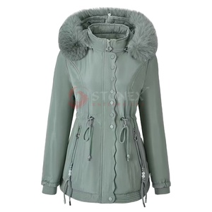 Custom Made Women's Winter <b>Parka</b> Jacket 100% Polyester Luxury <b>Lightweight</b> Breathable Windproof Hooded High Quality Knitted - Product Image 1