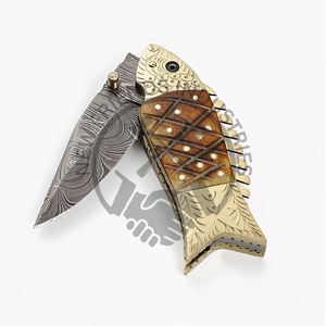 Poignée ergonomique Couteau de poche pliant multifonctionnel en acier damas à motifs uniques de qualité industrielle Transport quotidien en plein air - Product Image 2