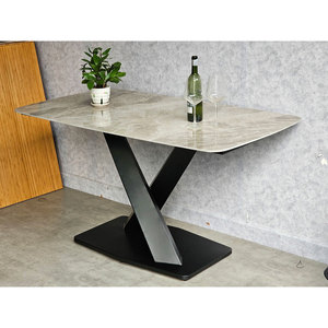 Mesa de Comedor Rectangular Moderna de 140x80cm con Tapa de Cerámica de Alta Calidad y Patas de Hierro, Extensible y Ensamblada para Hogar u Oficina - BA68176 - Product Image 3