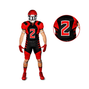 Maillot de football américain unisexe personnalisé imprimé par sublimation, respirant, antibactérien, séchage rapide, demi-manches, tissu polyester - Product Image 2