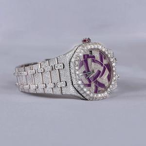 Nouvelle dernière montre en diamant Moissanite montres glacées de luxe entièrement automatique VVV Moissanite diamant glacé Moissanite montre - Product Image 3