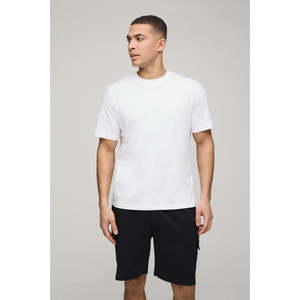 Nouvel ensemble de 2 pièces en tricot, t-shirt court, couleur unie, jacquard, été, décontracté, col rond, manches courtes, ensemble pour homme - Product Image 6