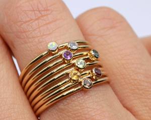 Zircon Gemstone Minimalist Cut 925 Sterling Silver Bezel Set <b>Ring</b> for Wedding Mother's Day & Valentine's Day Gift - Product Image 2