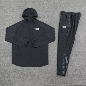 Conjunto de ropa bordada personalizada de 2 piezas para hombre, sudaderas de lana negra de peso pesado, pantalones, chándales de invierno, gimnasio con logotipo personalizado - Product Image 3