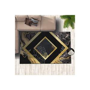 Carreau d'or de luxe détaillé tapis imprimé numérique pile coupée moderne ignifuge pour chambre hôtel bureau 50x50 carré couloir salon - Product Image 3