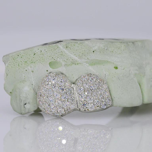 Dientes de plata 925 personalizados de Hip Hop para hombre Grillz Iced out Moissanite Diamond Grillz Teeth on White Gold Chain Best Price Jewelry - Product Image 3