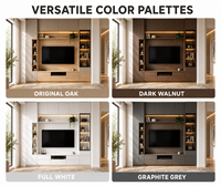 Meuble TV mural moderne de luxe KEJIA avec éclairage LED, finition bois, pour salon