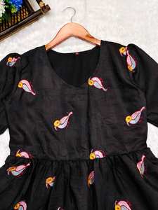 Designer Women's Black Cotton Embroidered Maxi Gown Wedding and Party Wear with Long Style for Girls - Product Image 3