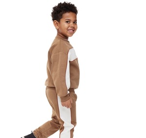 Ensembles de survêtements unisexe à rayures latérales pour garçons personnalisés Vente en gros d'hiver en coton à manches longues Ensemble de survêtement deux pièces pour enfants - Product Image 2