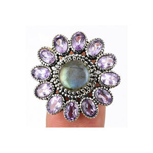 Labradorite | Kunzite พลอย925ของแข็งเงินสเตอร์ลิงแหวนเครื่องประดับขนาด10สำหรับขายในราคาที่ดีที่สุด - Product Image 3