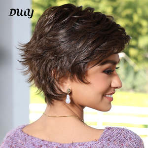 วิกผมสั้นสังเคราะห์ Kinsley-DWY สีน้ำตาลอ่อน แบบมีเชือกผูกด้านหน้า แสกได้ตามต้องการ วิกผมสังเคราะห์สีน้ำตาล - Product Image 5