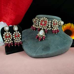 ชุดโชคเกอร์หินม็อบที่สวยงามพร้อมไข่มุกห้อยช่วยเพิ่มเสน่ห์หรูหราพร้อมสร้อยคอแฟชั่นที่นุ่มนวลและสง่างาม - Product Image 1