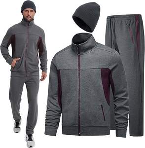 Conjunto Deportivo de 3 Piezas para Hombre, Chándal Informal con Cremallera Completa, Conjunto Deportivo para Correr con Gorro de Punto - Product Image 1