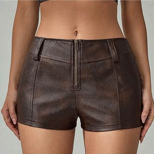 High Quality Women's Leather Shorts Custom <b>Logo</b> <b>Design</b> OEM Windproof Eco-Friendly Breathable Casual Summer Wear Customized Color - Product Image 3