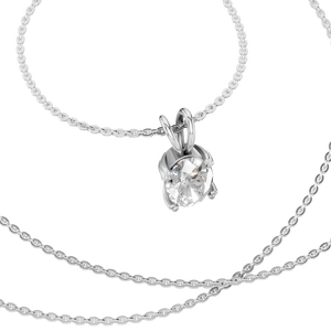 Nouveauté Collier pendentif chaîne à maillons en or blanc 14 carats avec moissanite ovale de 0,5 carat, design ethnique, cadeau de fête, bijoux fins pour femmes - Product Image 3