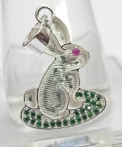 Handmade Fine Jewelry-Solid 925 Sterling Silver Rabbit Design Pendant 14K Gold Plating 17x22mm-<b>Ashes</b> Resin Breastmilk Keepsake - Product Image 6