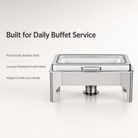 Chauffe-Plat Rectangulaire en Acier Inoxydable 9L pour Buffet, Brûleur à Combustible, Réchaud Alimentaire pour Hôtels de Luxe, Restaurants et Traiteurs - Vente en Gros