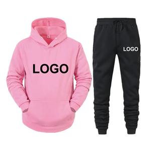 Diseño de logotipo personalizado bordado impreso hombres chándales conjuntos de manga larga precio barato ropa de invierno Jersey de algodón 2 uds conjuntos 2024 - Product Image 1