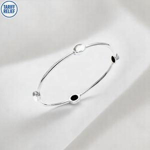 925 Sterling <b>Silver</b> Oval Crystal Quartz Gemstone Handmade <b>Bangle</b> Stackable <b>Bangle</b> for <b>Women</b> - Product Image 1