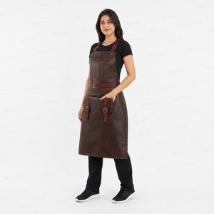 Tablier en cuir pour femme Tiierwear avec poches, sangle réglable, logo imprimé numériquement, détection par aiguille, fermeture à pression, idéal pour la restauration - Product Image 4