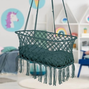 Elegante columpio colgante de macramé hecho a mano, cómoda silla de algodón bohemio para balcón, jardín, sala de estar o decoración de dormitorio - Product Image 5