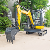 Excavatrice hydraulique de 3 tonnes homologuée CE, mini-excavatrice sur chenilles de 3 tonnes, machine de terrassement pour l'aménagement paysager et l'agriculture