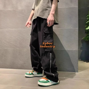 Pantalones Cargo con múltiples bolsillos para hombre, calidad Premium, 100% algodón, 6 bolsillos, pantalones negros para hombre, pantalones de pierna recta - Product Image 5