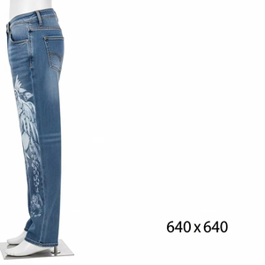 กางเกงยีนส์ผ้าฝ้ายโพลีเอสเตอร์ระบายอากาศสำหรับผู้ชายและผู้หญิงกางเกงลำลองผ้ายืดเข้ารูปพิมพ์ลายดิจิตอล - Product Image 3