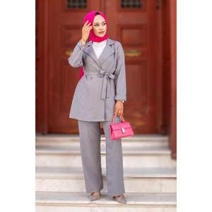 Blazer Jacket Hijab Traje de 2 piezas Gris - Product Image 2