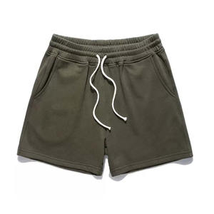 2025 pantalones cortos de gimnasio para correr de cintura media para hombre 100% algodón French Terry transpirables y cómodos para Fitness correr y sudor corto - Product Image 3