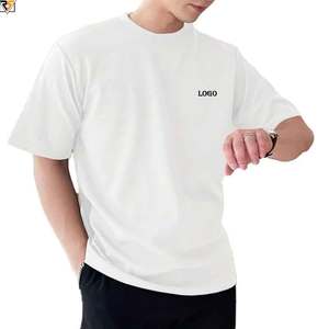 เสื้อยืดโอเวอร์ไซส์สำหรับผู้ชายเสื้อยืดสีขาวล้วนแบบสะพายไหล่สีดำล้วน - Product Image 1