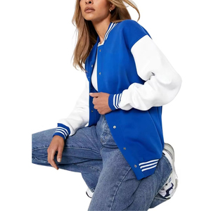 Chaqueta para Hombre, Chaqueta Universitaria Azul y Blanca, Chaqueta Informal Estilo Béisbol con Mangas en Contraste, Ropa Exterior Cómoda para Hombre - Product Image 4