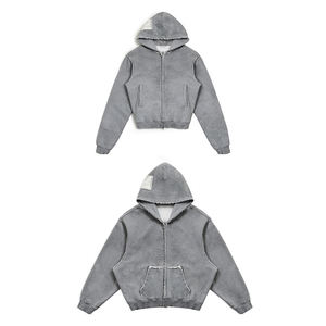 Personalizado ácido lavado Spray etiqueta Graffiti impreso logotipo bordado 100% algodón tejido Regular Fit sólido otoño pulóver sudaderas con capucha - Product Image 5