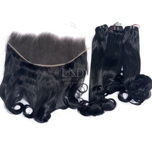 Paquetes de color de punta ondulada de cabello crudo de alta calidad con frontal y paquetes para hacer pelucas - Product Image 6