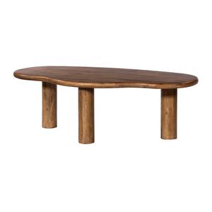 Table basse ronde en bois organique de mangue modernité légère et portable avec hauteur réglable pour meubles de salon - Product Image 5