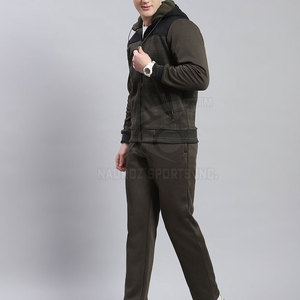 Latest Style Men's Outdoor Plus Size Hooded Tracksuit Custom Logo 100% Cotton Breathable Durable Solid Pattern Winter Ready Sets - Product Image 2