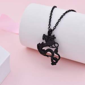 Collares de urna de dragón negro para cenizas, joyería de recuerdo, colgante de urna de cremación de acero inoxidable para hombres y mujeres, tamaño personalizado - Product Image 2