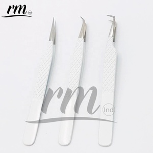 Ensemble de pinces à épiler d'extension de cils blancs de haute qualité avec logo personnalisé professionnel en acier inoxydable Volume Tip Prix de gros raisonnable - Product Image 6