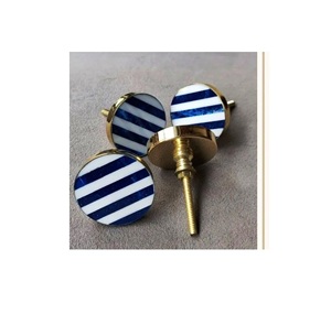 Perilla de cajón redonda de madera azul para montaje de armario Perillas de mármol más vendidas con tamaño de forma de Color personalizado Hecho en artículo DE LA India - Product Image 3