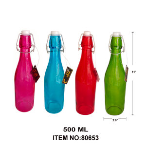 24 pezzi/CS 500ml 4 bicchieri di vetro a colori Premium bottiglia di vetro a 4 colori artigianale - Product Image 1