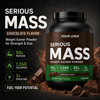 Poudre de prise de masse Serious Mass 5LB 2,27 kg Supplément protéiné hypercalorique 50g de protéines 251g de glucides 3g de créatine Saveur chocolat