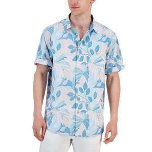 Camisa Tommy Bahama Nova Wave Beach Day Blooms para Hombre, 100% Algodón Popelina, Transpirable, Manga Larga, Azul, Talla Mediana - Product Image 1